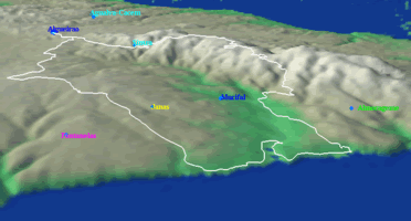 mapa 3D com projeco do trilho Aldeia de Broas